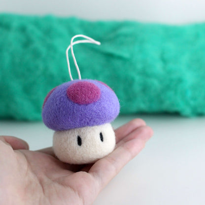 Needle Felted Purple Poison Mushroom Ornament