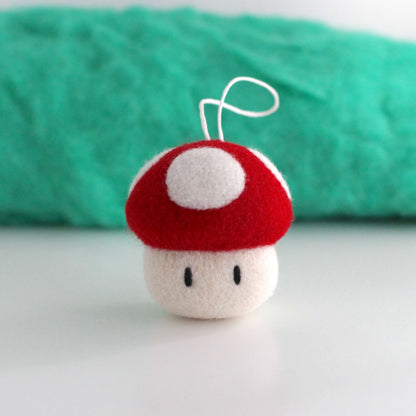 Needle Felted Red Super Mushroom Ornament