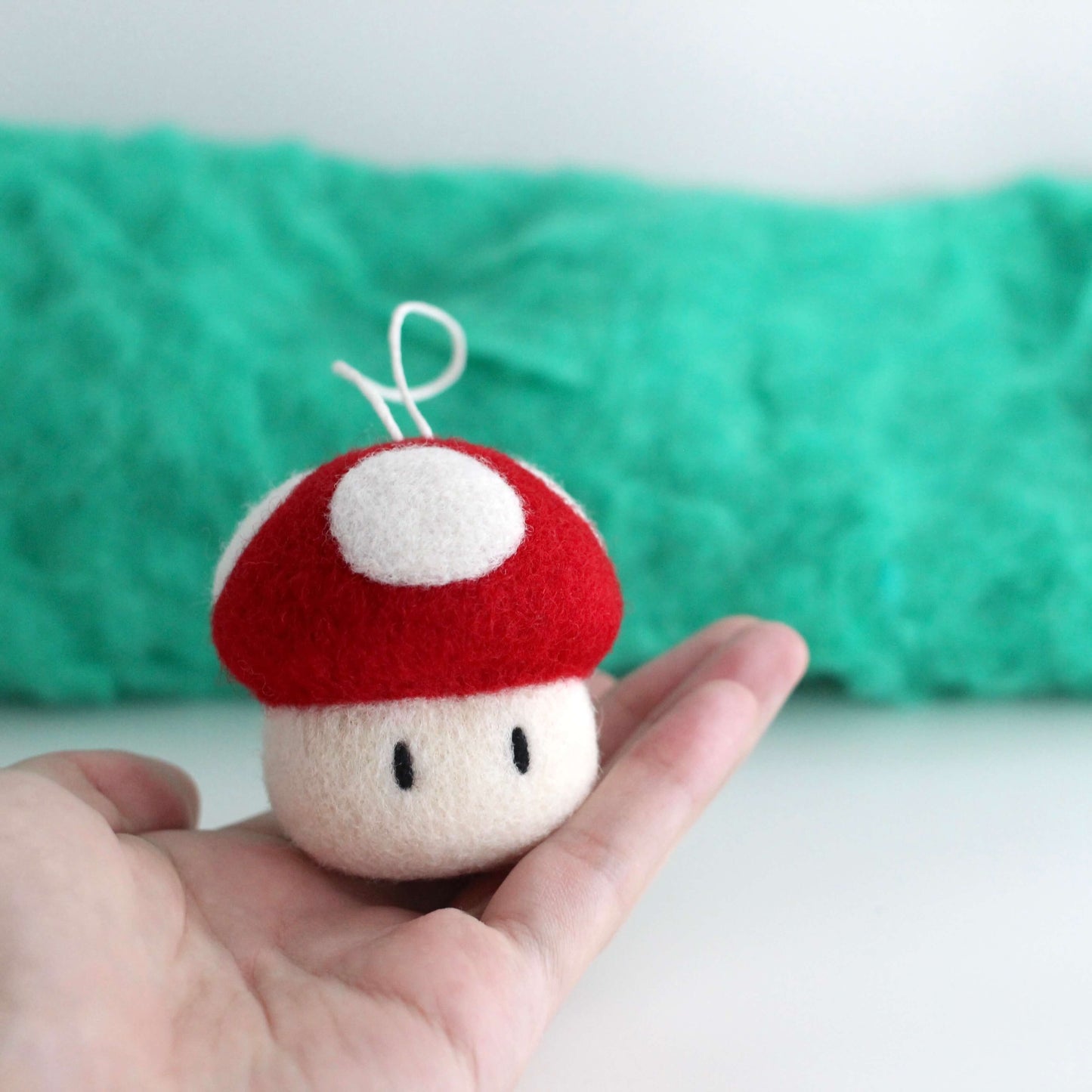 Needle Felted Red Super Mushroom Ornament