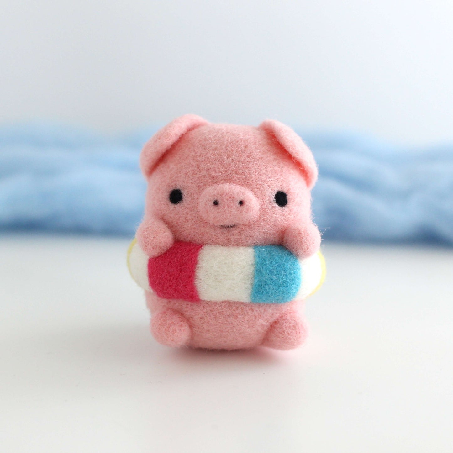 Needle Felted Piggie in a Floatie