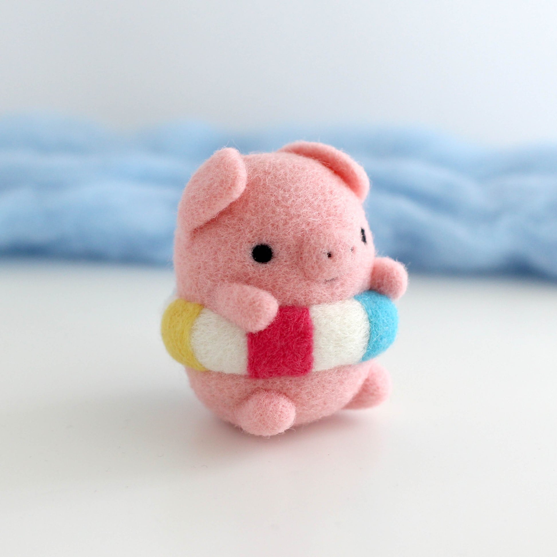 Needle Felted Piggie in a Floatie