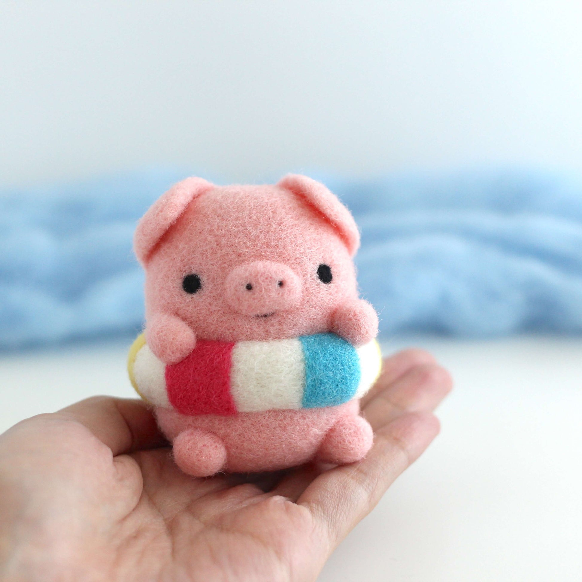 Needle Felted Piggie in a Floatie