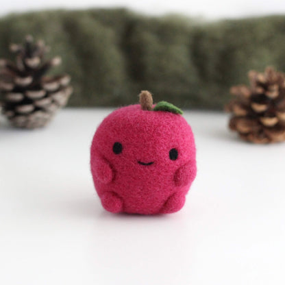 Needle Felted Red Apple Ornament