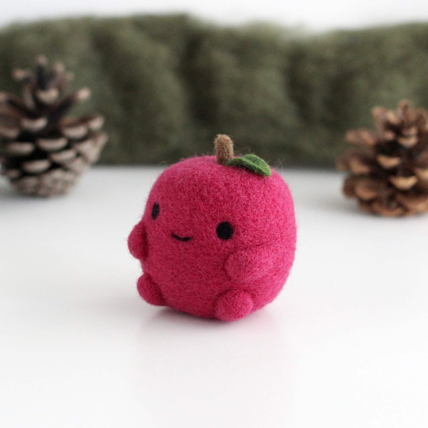 Needle Felted Red Apple Ornament