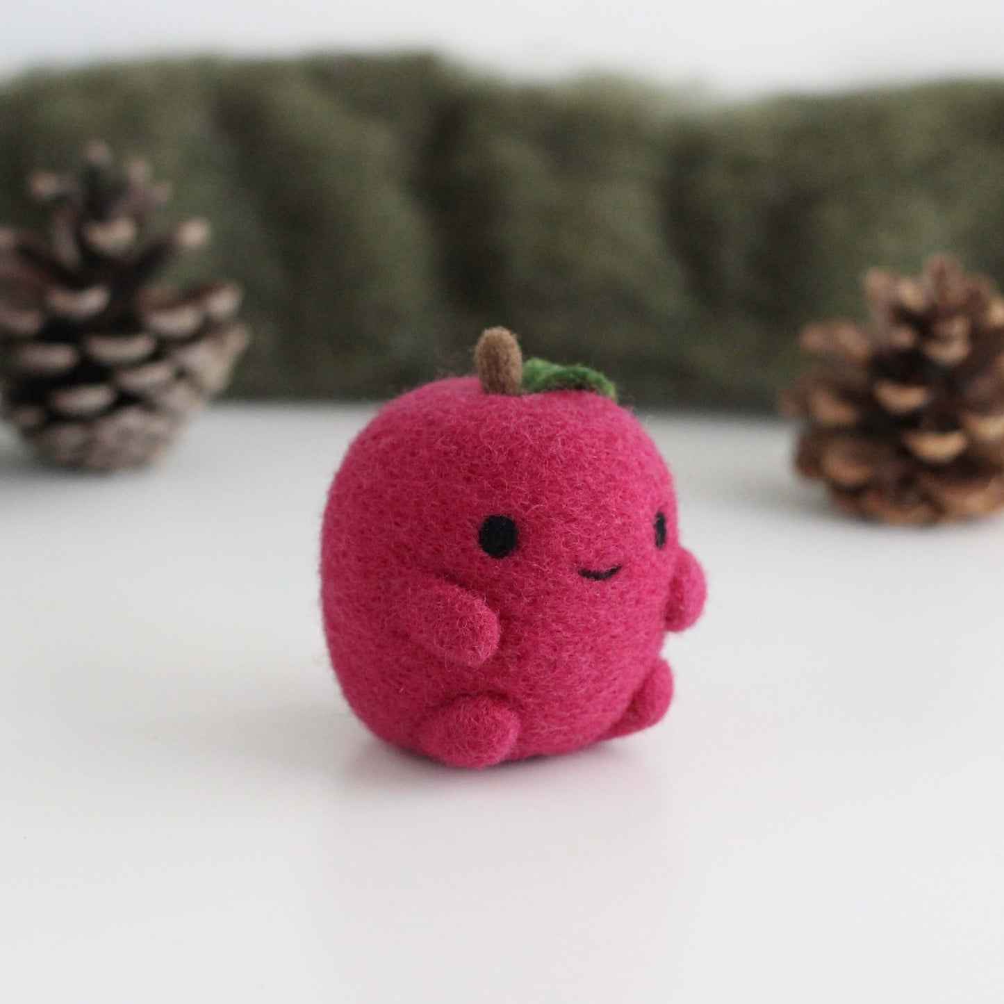 Needle Felted Red Apple Ornament
