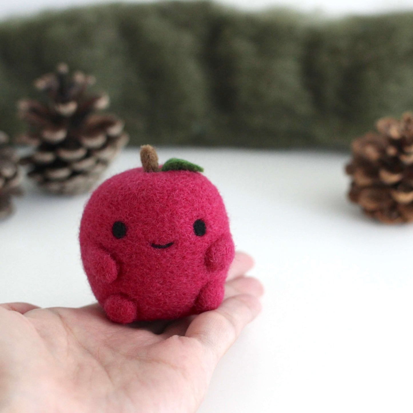 Needle Felted Red Apple Ornament