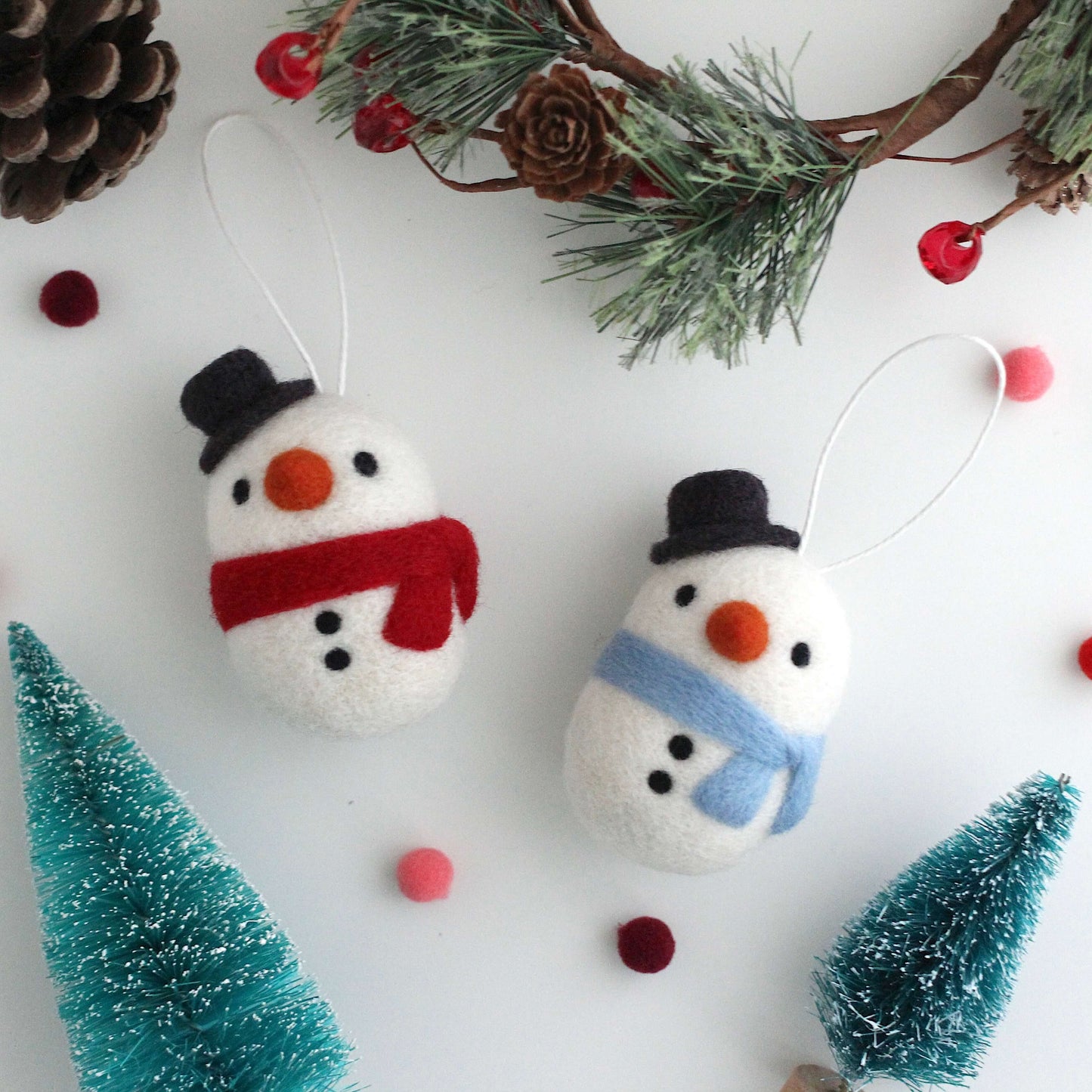 Needle Felted Snowman Ornament