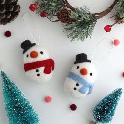 Needle Felted Snowman Ornament