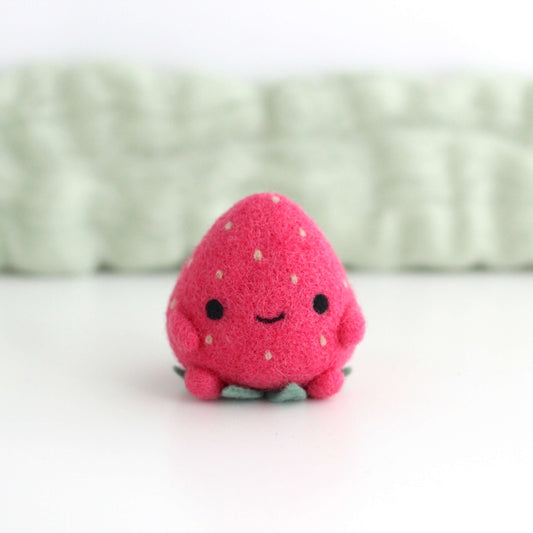 Needle Felted Strawberry - Dark Pink