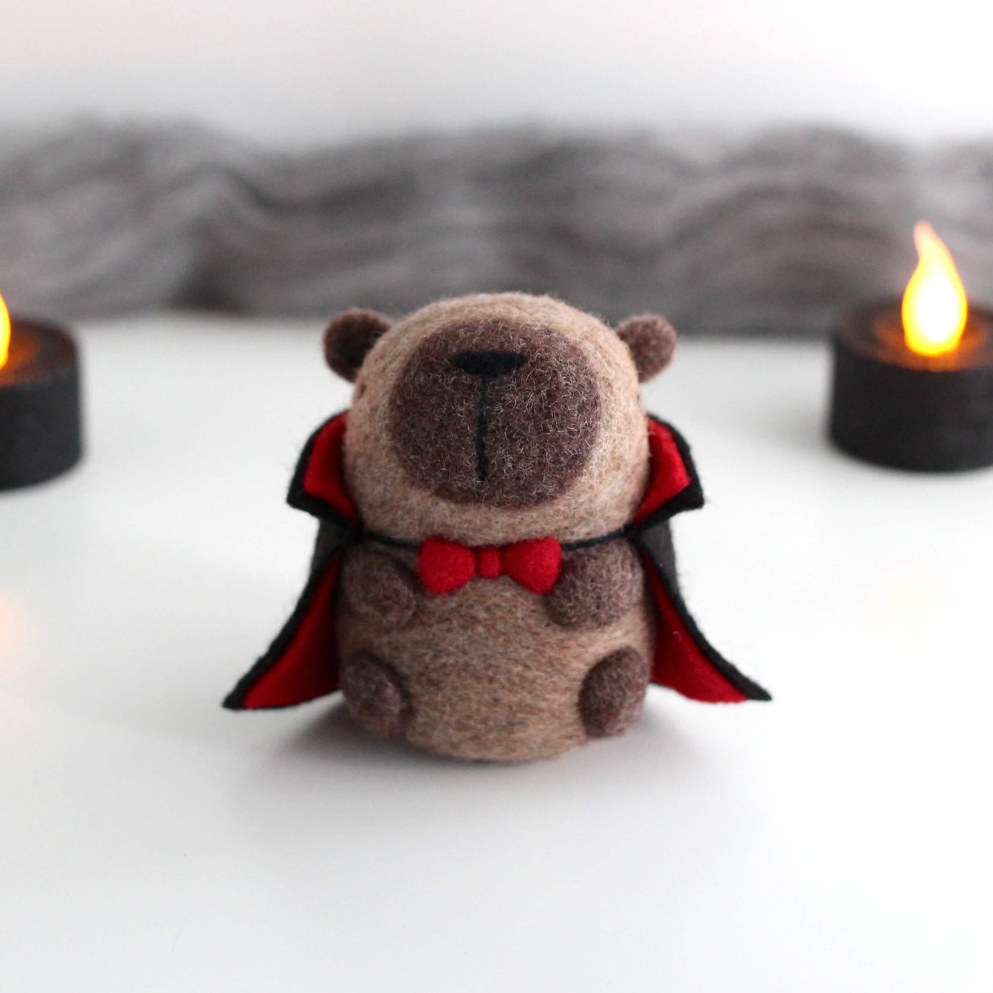 Needle Felted Vampire Capybara (Dracubara)