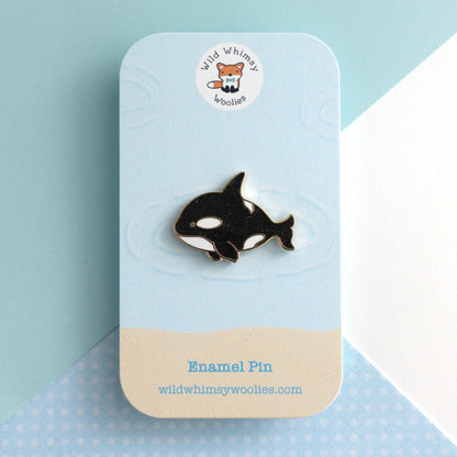 Orca Enamel Pin with Glitter Finish