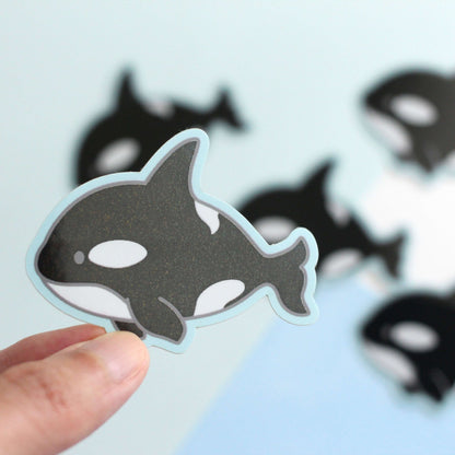 Orca Vinyl Sticker (w Pixie Dust) - Cute Killer Whale Decal