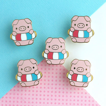 Pig in a Floatie Enamel Pin