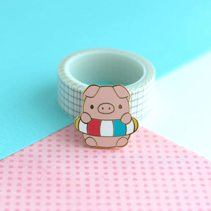 Pig in a Floatie Enamel Pin