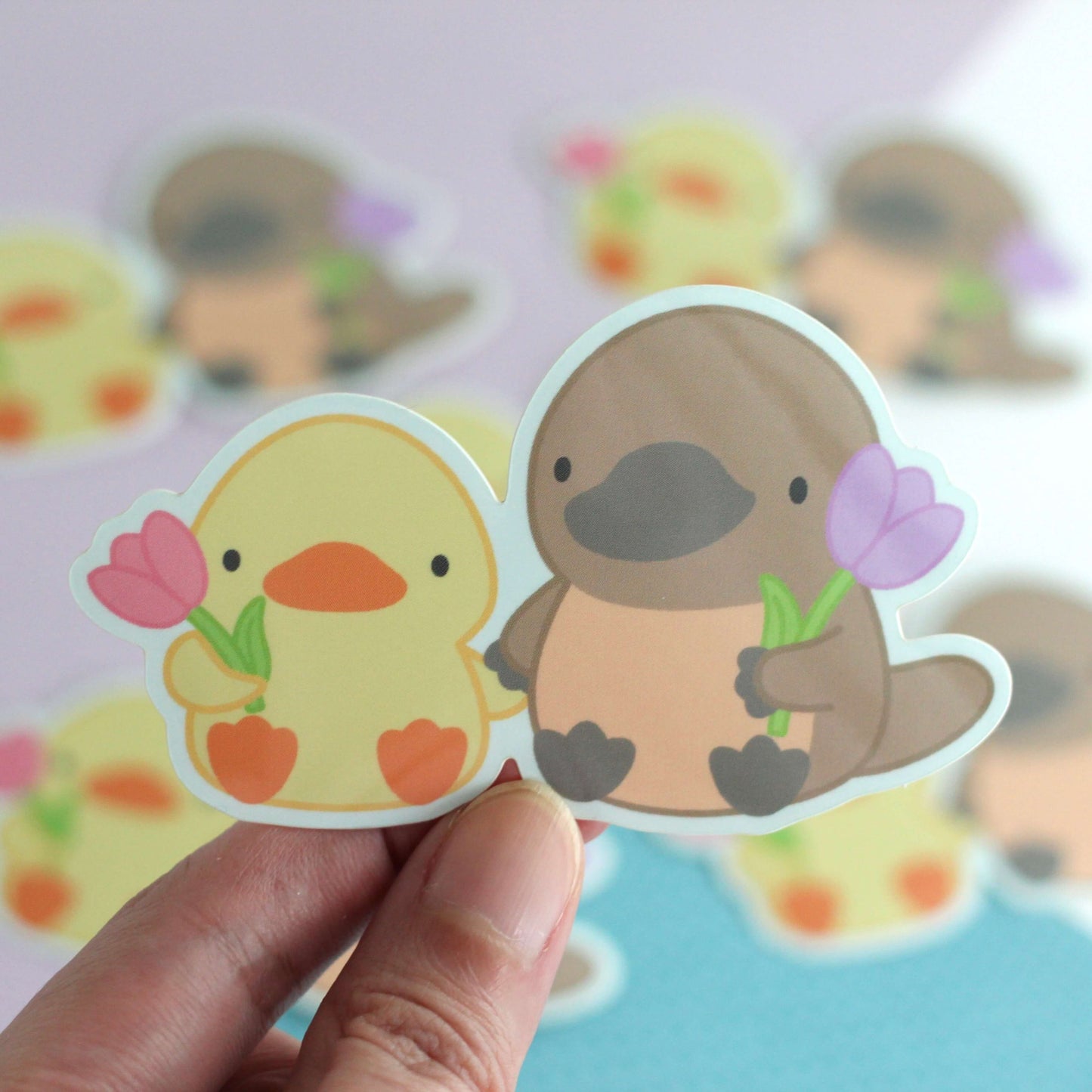 Platypus and Duck Friends Vinyl Sticker