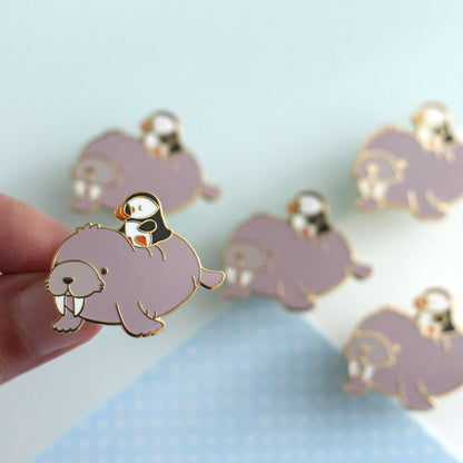 Puffin and Walrus Enamel Pin