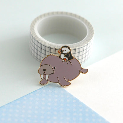Puffin and Walrus Enamel Pin