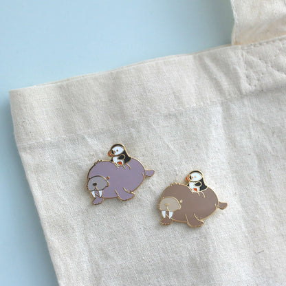 Puffin and Walrus Enamel Pin