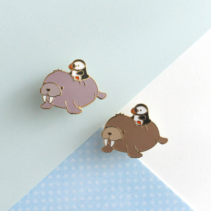 Puffin and Walrus Enamel Pin