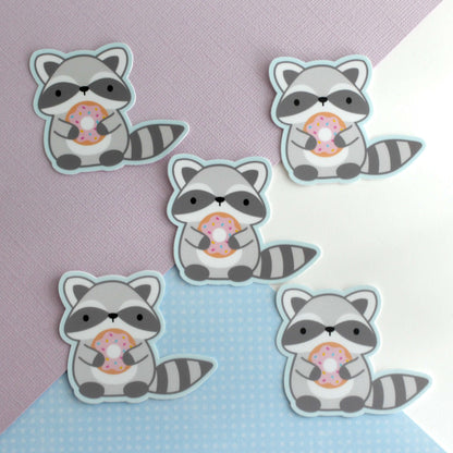 Raccoon holding Donut Vinyl Sticker