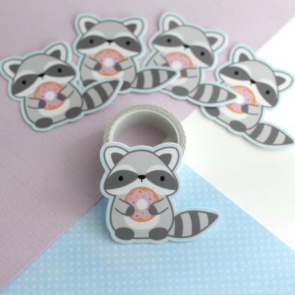 Raccoon holding Donut Vinyl Sticker