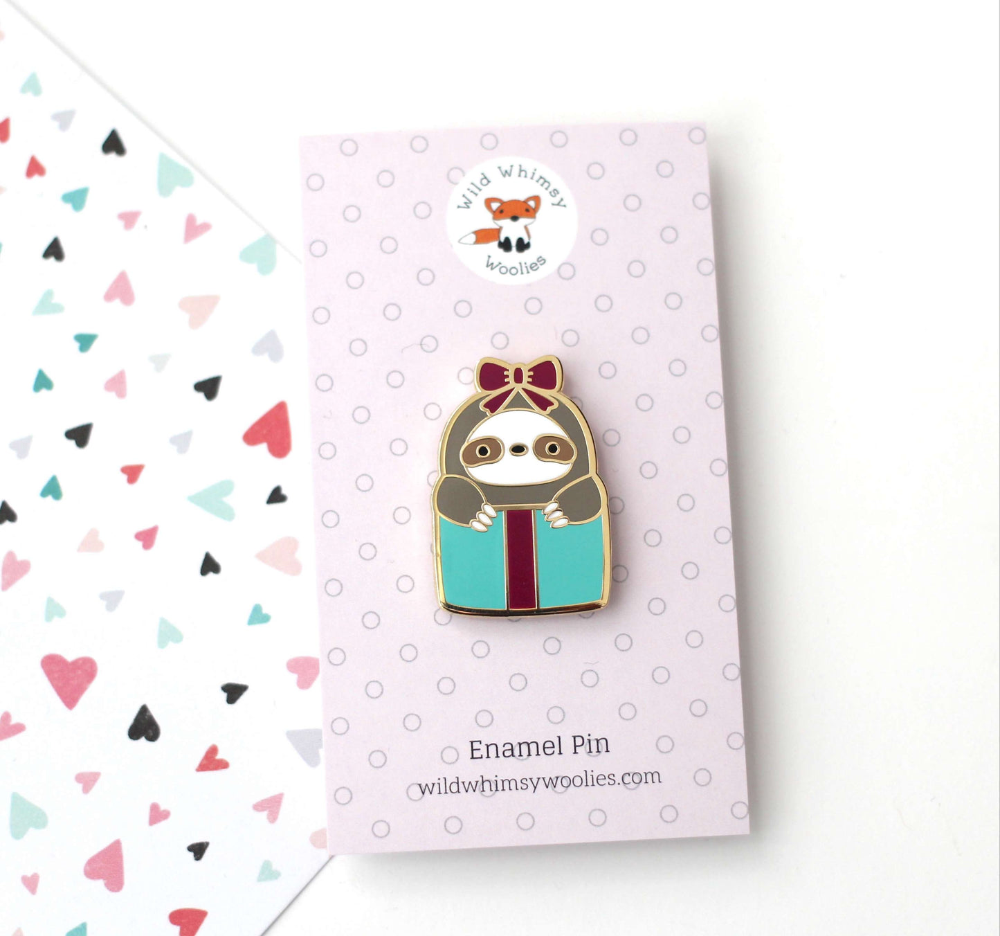 Gift Box Sloth Enamel Pin. Sloth Birthday Gift. Valentine's Day Gift.: A-Grade / Regular Card
