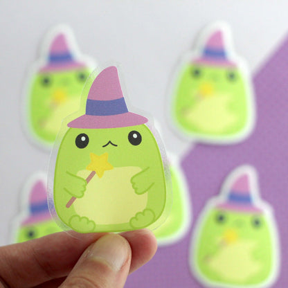 Toad Witch Clear Vinyl Sticker - Magical Green Frog Decal