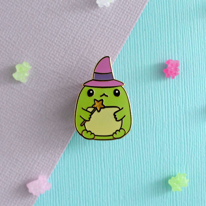 Toad Witch Enamel Pin - Magical Green Frog Pin