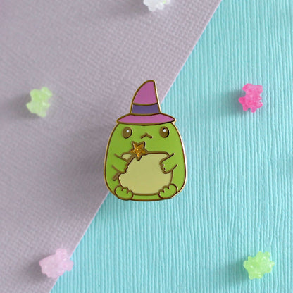 Toad Witch Enamel Pin - Magical Green Frog Pin