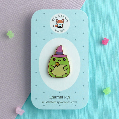 Toad Witch Enamel Pin - Magical Green Frog Pin