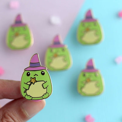 Toad Witch Enamel Pin - Magical Green Frog Pin