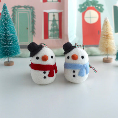 Needle Felted Snowman Ornament