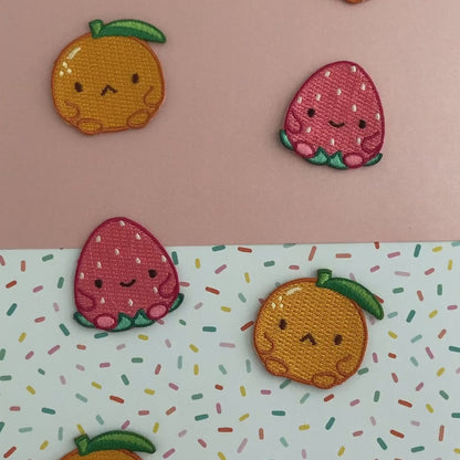 Happy Strawberry Embroidered Iron-On Patch