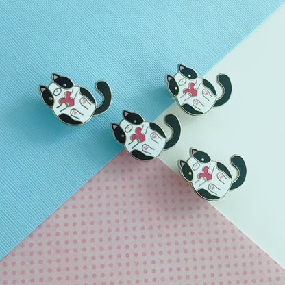 Black and White Tuxedo Cat Enamel Pin