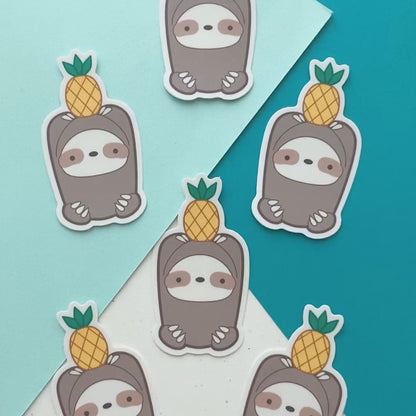 Pineapple Sloth Vinyl Sticker - Cute Sloth Decal Stationery