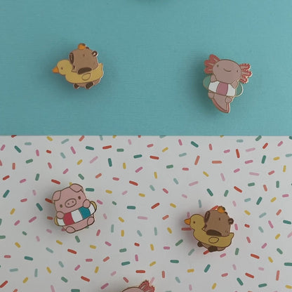 Pig in a Floatie Enamel Pin