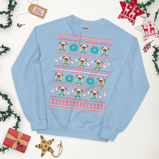 Holiday Pug Christmas Sweatshirt