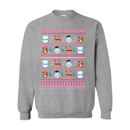 Christmas Animal Sweatshirt - Pink Pattern by Wild Whimsy Woolies