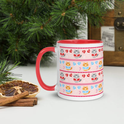 Kittens and Mittens Christmas Coffee Mug. Cute Cats wearing Christmas Sweaters