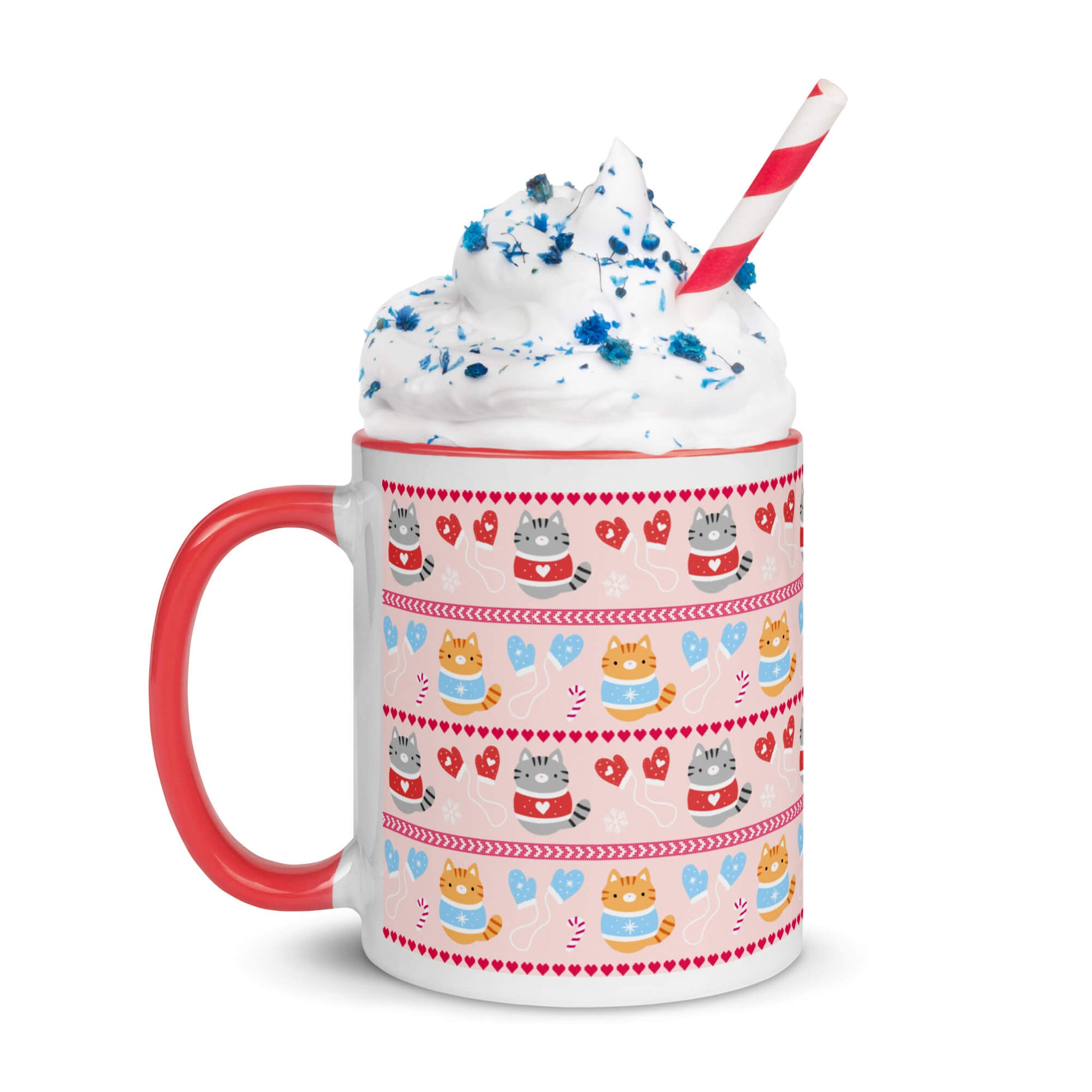 Kittens and Mittens Christmas Coffee Mug. Cute Cats wearing Christmas Sweaters