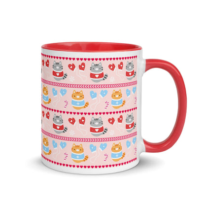 Kittens and Mittens Christmas Coffee Mug. Cute Cats wearing Christmas Sweaters