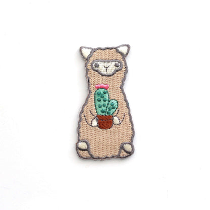 Cactus Alpaca Embroidered Iron-On Patch