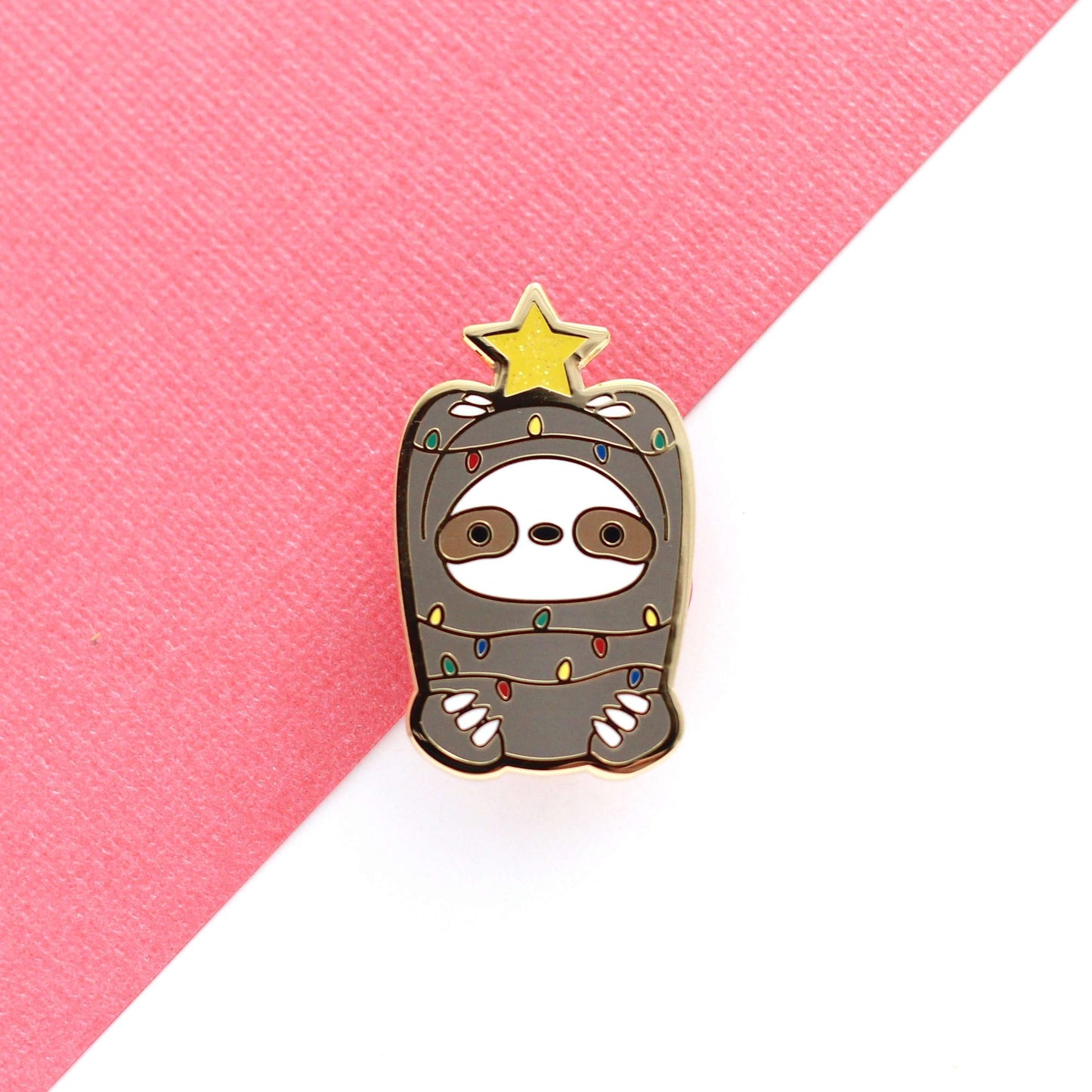 Christmas Lights Sloth Enamel Pin - Christmas Gift - Sloth Pin - Xmas Pin