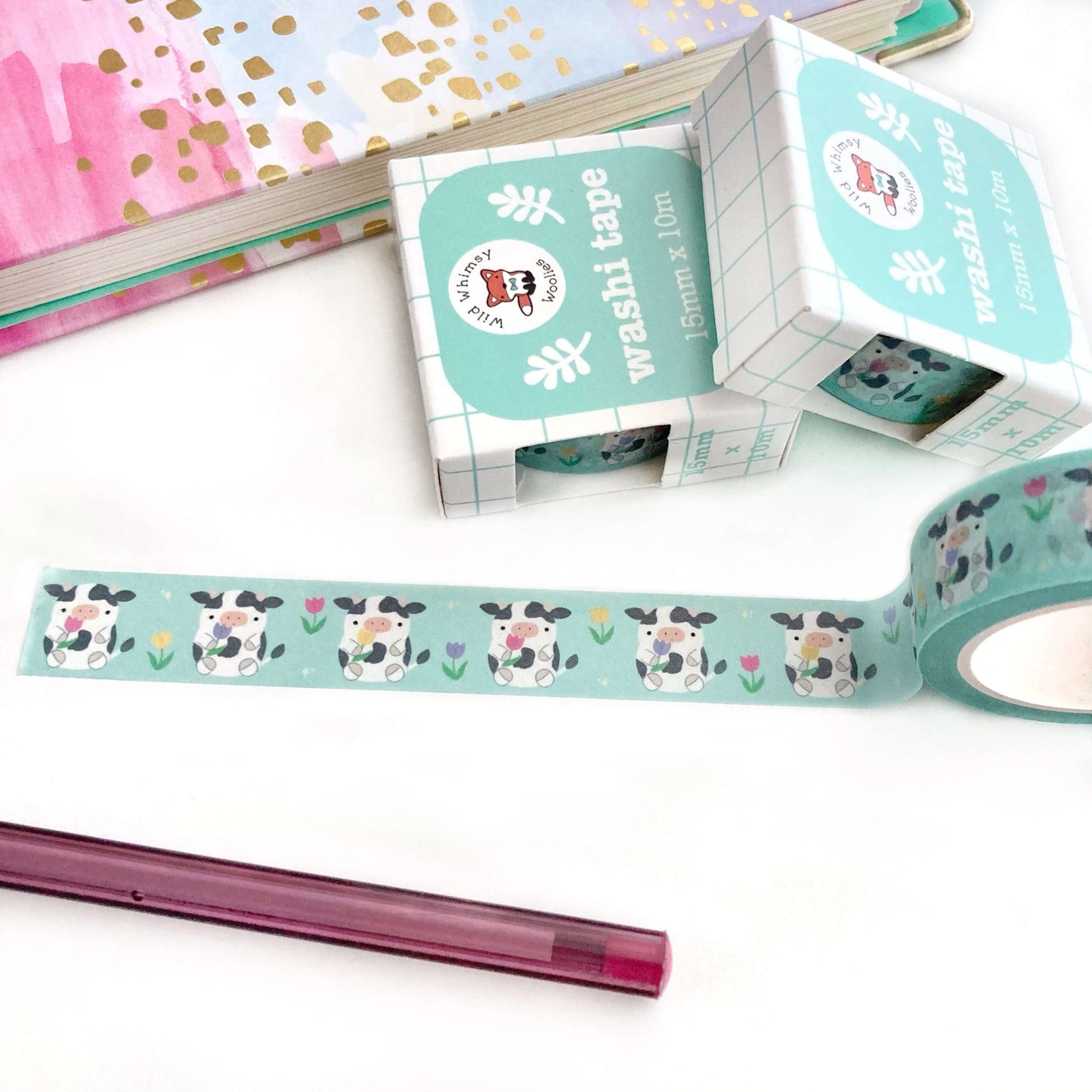 Cow Washi Tape - Animal Washi Tape - Floral Washi Paper