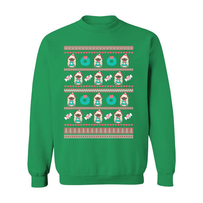 Holiday Pug Christmas Sweatshirt: S / Irish Green