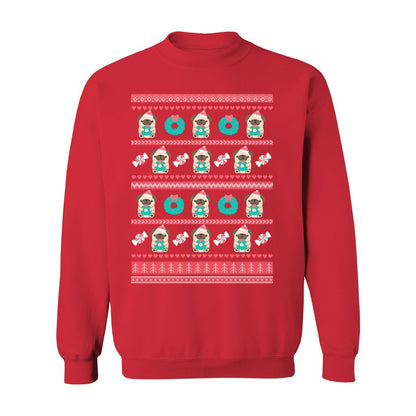 Holiday Pug Christmas Sweatshirt: S / Red