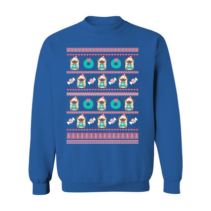 Holiday Pug Christmas Sweatshirt: S / Royal
