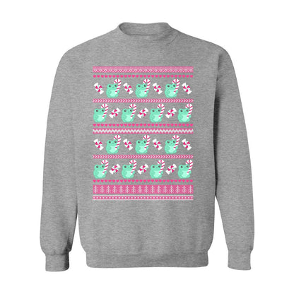 Candy Cane Frog Christmas Sweatshirt: S / Sports Grey