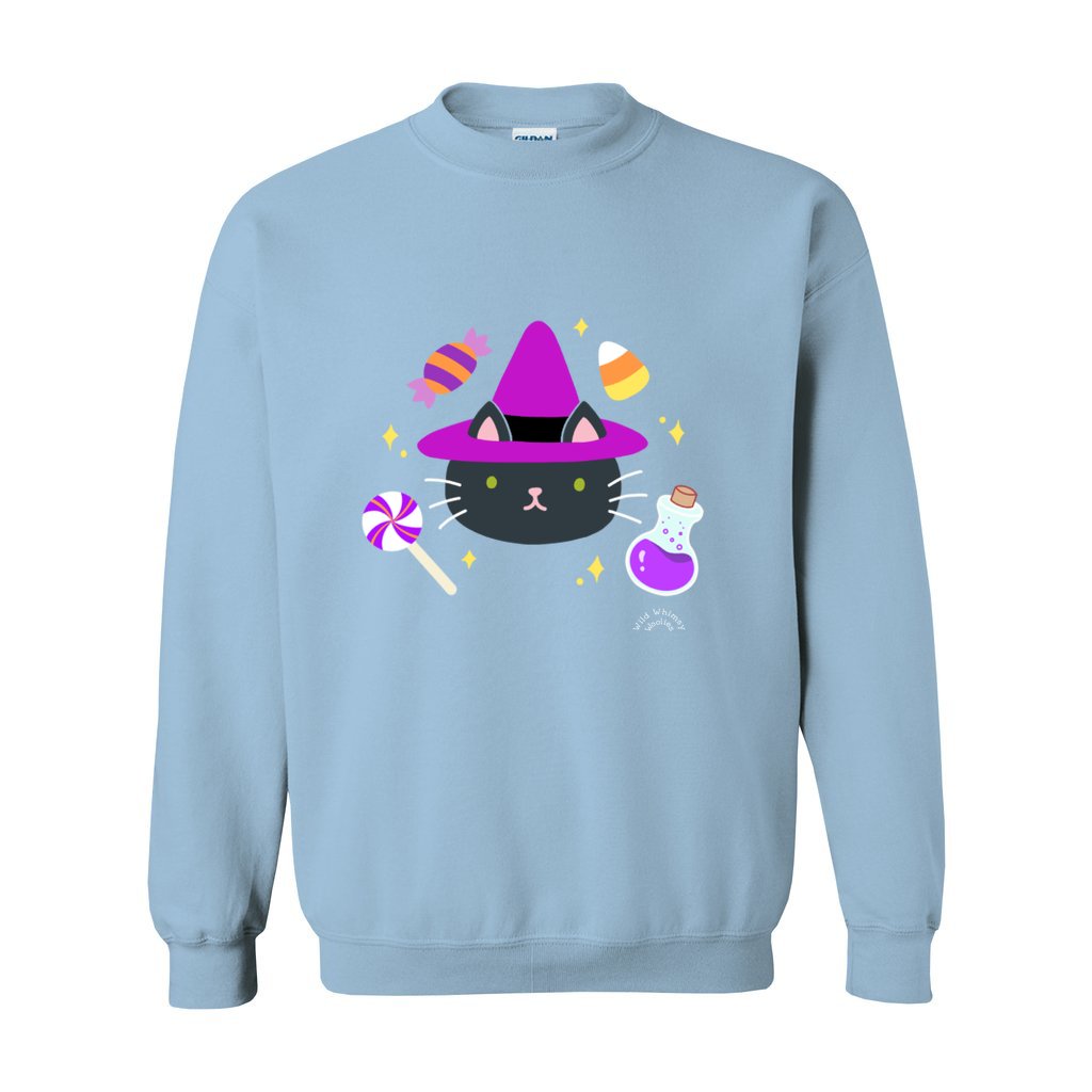 Witchy Cat Halloween Sweatshirt - FREE SHIPPING by Wild Whimsy Woolies