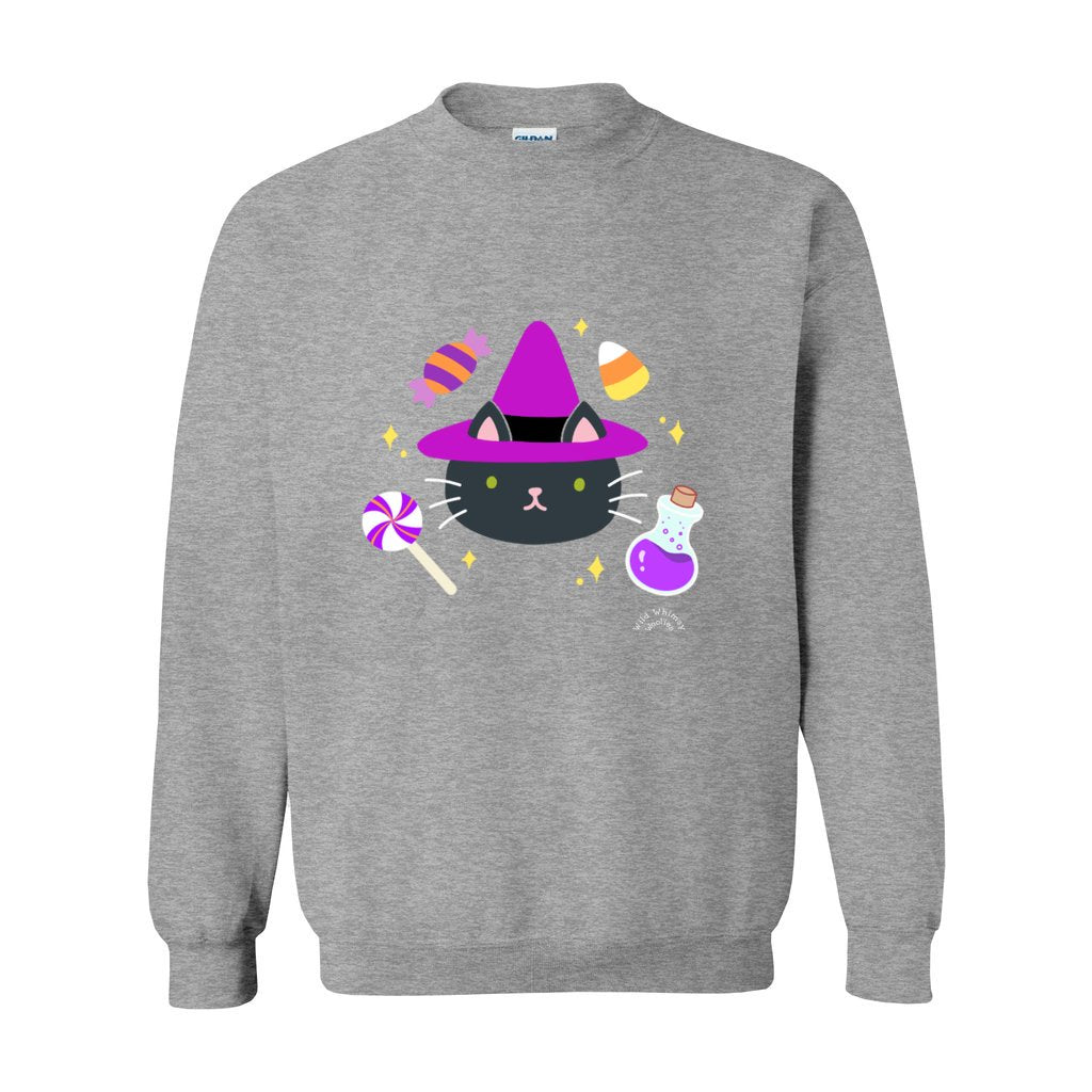 Witchy Cat Halloween Sweatshirt - FREE SHIPPING by Wild Whimsy Woolies